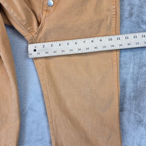 AMO Sylvia Straight Leg Pants Womens 28 Tan High Rise Button Fly Denim Flawed - Picture 10 of 16